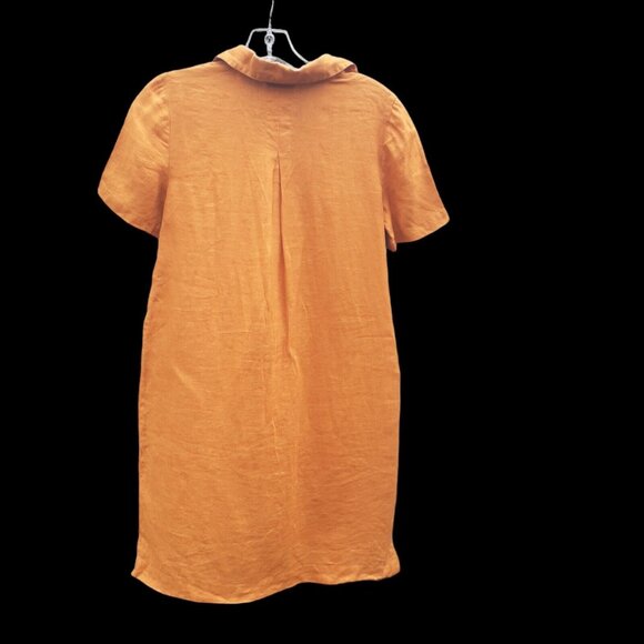 Anthropologie Maeve Dress 100% Linen Lace Up Front Pockets Size 0 Fall - Picture 6 of 16